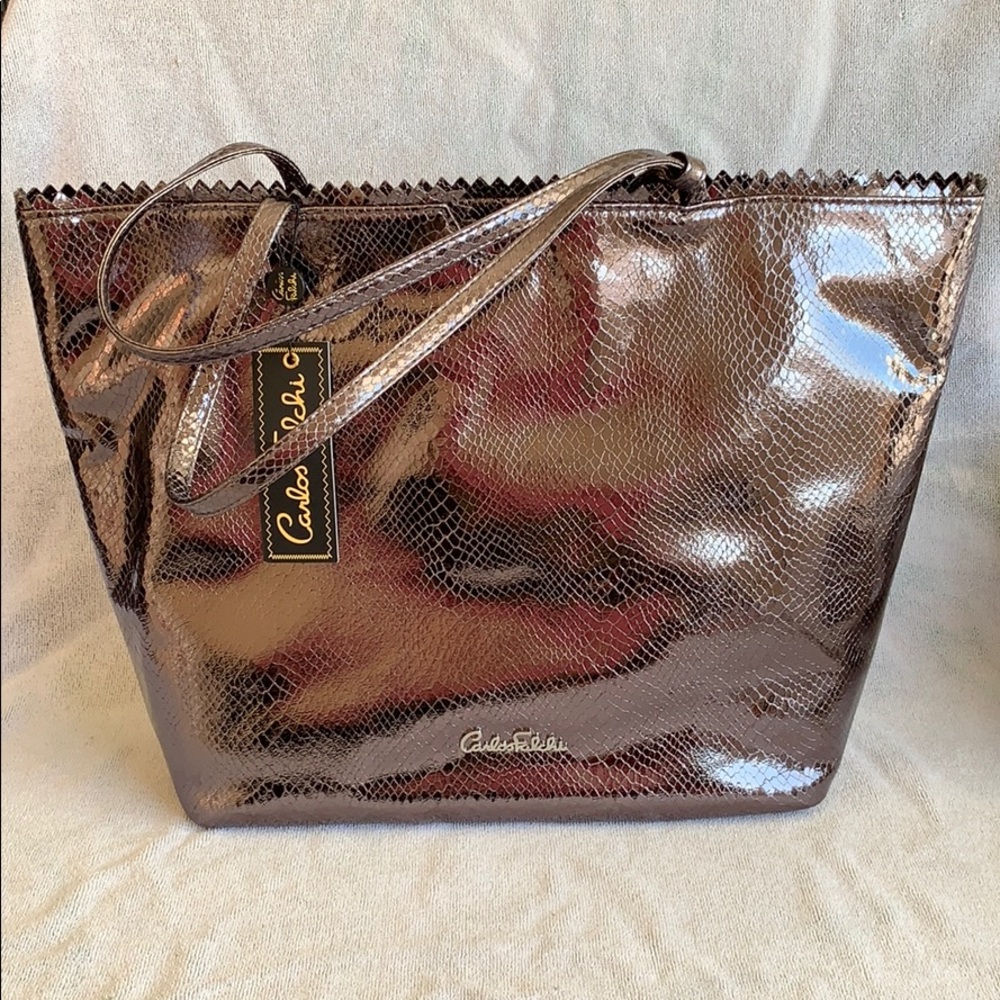 Carlos falchi metallic tote